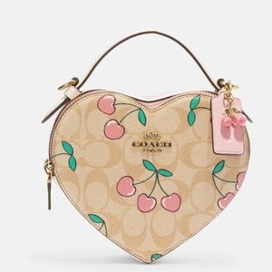 Coach Heart Crossbody In Signature Canvas With Heart Cherry Print